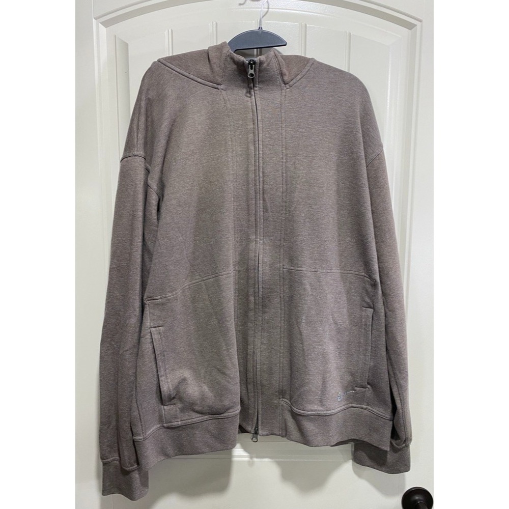 Nike Yoga Dri Fit Men's XL Washed Brown Full Zip Hoodie Relaxed Fit Pockets